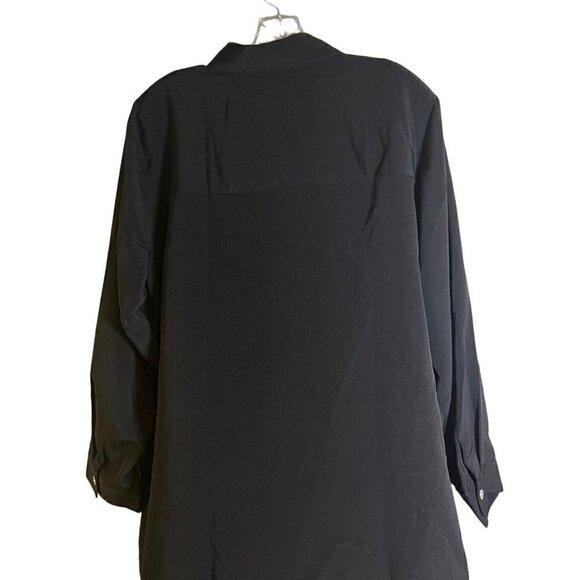 NWT Susan Graver Women's Black Crinkle Peachskin Big Shirt Size 1X - Picture 8 of 12
